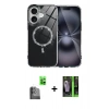 MARSİLYAN™- iPhone 16 Kılıf Kıvılcım Form Prime - Şeffaf 360 Full Body Arka Koruyucu + Raze Metal Kamera Lens - SH