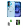 MARSİLYAN™- iPhone 16 Kılıf Kıvılcım Form Prime - Şeffaf 360 Full Body Arka Koruyucu + Raze Metal Kamera Lens - SH