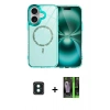 MARSİLYAN™- iPhone 16 Kılıf Kıvılcım Form Prime - Şeffaf 360 Full Body Arka Koruyucu + PVD Metal Kamera Lens - YL