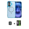 MARSİLYAN™- iPhone 16 Kılıf Kıvılcım Form Prime - Şeffaf 360 Full Body Arka Koruyucu + PVD Metal Kamera Lens - YL