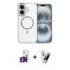 MARSİLYAN™- iPhone 16 Kılıf Kıvılcım Form Prime - Şeffaf Pasifik Cam Ekran Koruyucu + Bilvis Titan Kamera Lens - GS