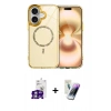MARSİLYAN™- iPhone 16 Kılıf Kıvılcım Form Prime - Şeffaf Pasifik Cam Ekran Koruyucu + Bilvis Titan Kamera Lens - GS