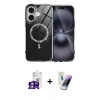 MARSİLYAN™- iPhone 16 Kılıf Kıvılcım Form Prime - Şeffaf Pasifik Cam Ekran Koruyucu + Bilvis Titan Kamera Lens - GS