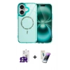 MARSİLYAN™- iPhone 16 Kılıf Kıvılcım Form Prime - Şeffaf Pasifik Cam Ekran Koruyucu + Bilvis Titan Kamera Lens - GS