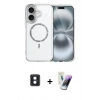 MARSİLYAN™- iPhone 16 Kılıf Kıvılcım Form Prime - Şeffaf Pasifik Cam Ekran Koruyucu + PVD Metal Kamera Lens - MI