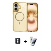MARSİLYAN™- iPhone 16 Kılıf Kıvılcım Form Prime - Şeffaf Pasifik Cam Ekran Koruyucu + PVD Metal Kamera Lens - MI