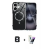 MARSİLYAN™- iPhone 16 Kılıf Kıvılcım Form Prime - Şeffaf Pasifik Cam Ekran Koruyucu + PVD Metal Kamera Lens - MI