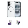MARSİLYAN™- iPhone 16 Kılıf Kıvılcım Form Prime - Şeffaf Pasifik Cam Ekran Koruyucu + Bilvis Titan Kamera Lens - PE