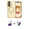 MARSİLYAN™- iPhone 16 Kılıf Kıvılcım Form Prime - Şeffaf Pasifik Cam Ekran Koruyucu + Bilvis Titan Kamera Lens - PE
