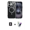 MARSİLYAN™- iPhone 16 Kılıf Kıvılcım Form Prime - Şeffaf Pasifik Cam Ekran Koruyucu + PVD Metal Kamera Lens - PE