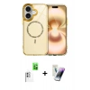 MARSİLYAN™- iPhone 16 Kılıf Kıvılcım Form Prime - Şeffaf Pasifik Cam Ekran Koruyucu + Raze Metal Kamera Lens - BZ