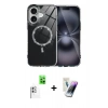 MARSİLYAN™- iPhone 16 Kılıf Kıvılcım Form Prime - Şeffaf Pasifik Cam Ekran Koruyucu + Raze Metal Kamera Lens - BZ