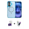 MARSİLYAN™- iPhone 16 Kılıf Kıvılcım Form Prime - Şeffaf Pasifik Cam Ekran Koruyucu + Siyah Bilvis Titan Kamera Lens