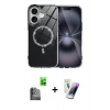 MARSİLYAN™- iPhone 16 Kılıf Kıvılcım Form Prime - Şeffaf Pasifik Cam Ekran Koruyucu + Raze Metal Kamera Lens - SH