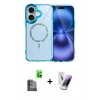 MARSİLYAN™- iPhone 16 Kılıf Kıvılcım Form Prime - Şeffaf Pasifik Cam Ekran Koruyucu + Raze Metal Kamera Lens - SH