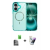 MARSİLYAN™- iPhone 16 Kılıf Kıvılcım Form Prime - Şeffaf Pasifik Cam Ekran Koruyucu + Raze Metal Kamera Lens - SH