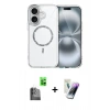 MARSİLYAN™- iPhone 16 Kılıf Kıvılcım Form Prime - Şeffaf Pasifik Cam Ekran Koruyucu + Raze Metal Kamera Lens - SH