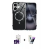 MARSİLYAN™- iPhone 16 Kılıf Kıvılcım Form Prime - Şeffaf Pasifik Cam Ekran Koruyucu + Bilvis Titan Kamera Lens - YL