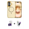 MARSİLYAN™- iPhone 16 Kılıf Kıvılcım Form Prime - Şeffaf Pasifik Cam Ekran Koruyucu + Bilvis Titan Kamera Lens - YL
