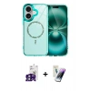MARSİLYAN™- iPhone 16 Kılıf Kıvılcım Form Prime - Şeffaf Pasifik Cam Ekran Koruyucu + Bilvis Titan Kamera Lens - YL