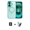 MARSİLYAN™- iPhone 16 Kılıf Kıvılcım Form Prime - Şeffaf Pasifik Cam Ekran Koruyucu + PVD Metal Kamera Lens - YL