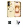 MARSİLYAN™- iPhone 16 Kılıf Kıvılcım Form Prime - Şeffaf Pasifik Cam Ekran Koruyucu + PVD Metal Kamera Lens - YL