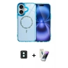 MARSİLYAN™- iPhone 16 Kılıf Kıvılcım Form Prime - Şeffaf Pasifik Cam Ekran Koruyucu + PVD Metal Kamera Lens - YL