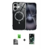 MARSİLYAN™- iPhone 16 Kılıf Kıvılcım Form Prime - Siyah 360 Mat Full Body Arka Koruyucu + Raze Metal Kamera Lens - SH