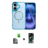 MARSİLYAN™- iPhone 16 Kılıf Kıvılcım Form Prime - Siyah 360 Mat Full Body Arka Koruyucu + Raze Metal Kamera Lens - SH