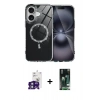 MARSİLYAN™- iPhone 16 Kılıf Kıvılcım Form Prime - Siyah 360 Mat Full Body Arka Koruyucu + Bilvis Titan Kamera Lens - YL
