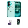 MARSİLYAN™- iPhone 16 Kılıf Kıvılcım Form Prime - Siyah 360 Mat Full Body Arka Koruyucu + Bilvis Titan Kamera Lens - YL
