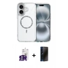 MARSİLYAN™- iPhone 16 Kılıf Kıvılcım Form Prime - Siyah 3D Antistatik Hayalet Cam Ekran Koruyucu + Bilvis Titan Kamera Lens - YL