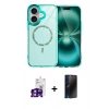 MARSİLYAN™- iPhone 16 Kılıf Kıvılcım Form Prime - Siyah 3D Antistatik Hayalet Cam Ekran Koruyucu + Bilvis Titan Kamera Lens - PE