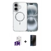 MARSİLYAN™- iPhone 16 Kılıf Kıvılcım Form Prime - Siyah 3D Antistatik Hayalet Cam Ekran Koruyucu + Bilvis Titan Kamera Lens - GS