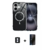 MARSİLYAN™- iPhone 16 Kılıf Kıvılcım Form Prime - Siyah 3D Antistatik Hayalet Cam Ekran Koruyucu + PVD Metal Kamera Lens - MI