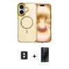 MARSİLYAN™- iPhone 16 Kılıf Kıvılcım Form Prime - Siyah 3D Antistatik Hayalet Cam Ekran Koruyucu + PVD Metal Kamera Lens - YL