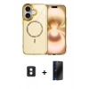MARSİLYAN™- iPhone 16 Kılıf Kıvılcım Form Prime - Siyah 3D Antistatik Hayalet Cam Ekran Koruyucu + PVD Metal Kamera Lens - MI