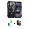 MARSİLYAN™- iPhone 16 Kılıf Kıvılcım Form Prime - Siyah 3D Antistatik Mat Seramik Nano Ekran Koruyucu + Raze Metal Kamera Lens - LT