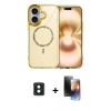 MARSİLYAN™- iPhone 16 Kılıf Kıvılcım Form Prime - Siyah 3D Antistatik Mat Seramik Nano Ekran Koruyucu + Yeşil PVD Metal Kamera Lens