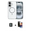 MARSİLYAN™- iPhone 16 Kılıf Kıvılcım Form Prime - Siyah 3D Antistatik Mat Seramik Nano Ekran Koruyucu + Yeşil PVD Metal Kamera Lens