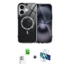 MARSİLYAN™- iPhone 16 Kılıf Kıvılcım Form Prime - Siyah 3D Antistatik Seramik Nano Ekran Koruyucu + Raze Metal Kamera Lens - BZ