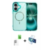 MARSİLYAN™- iPhone 16 Kılıf Kıvılcım Form Prime - Siyah 3D Antistatik Seramik Nano Ekran Koruyucu + Raze Metal Kamera Lens - BZ