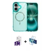 MARSİLYAN™- iPhone 16 Kılıf Kıvılcım Form Prime - Siyah 3D Antistatik Seramik Nano Ekran Koruyucu + Bilvis Titan Kamera Lens - GS