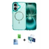 MARSİLYAN™- iPhone 16 Kılıf Kıvılcım Form Prime - Siyah 3D Antistatik Seramik Nano Ekran Koruyucu + Raze Metal Kamera Lens - LT