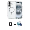 MARSİLYAN™- iPhone 16 Kılıf Kıvılcım Form Prime - Siyah 3D Antistatik Seramik Nano Ekran Koruyucu + PVD Metal Kamera Lens - PE