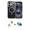 MARSİLYAN™- iPhone 16 Kılıf Kıvılcım Form Prime - Siyah 3D Antistatik Seramik Nano Ekran Koruyucu + Raze Metal Kamera Lens - PE