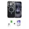 MARSİLYAN™- iPhone 16 Kılıf Kıvılcım Form Prime - Siyah Bilvis 5in1 3D Magic Cam Ekran Koruyucu + Raze Metal Kamera Lens - BZ