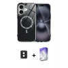 MARSİLYAN™- iPhone 16 Kılıf Kıvılcım Form Prime - Siyah Bilvis 5in1 3D Magic Cam Ekran Koruyucu + Pembe PVD Metal Kamera Lens