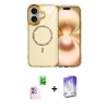 MARSİLYAN™- iPhone 16 Kılıf Kıvılcım Form Prime - Siyah Bilvis 5in1 3D Magic Cam Ekran Koruyucu + Raze Metal Kamera Lens - PE
