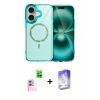MARSİLYAN™- iPhone 16 Kılıf Kıvılcım Form Prime - Siyah Bilvis 5in1 3D Magic Cam Ekran Koruyucu + Raze Metal Kamera Lens - PE